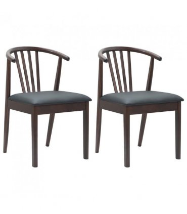 vidaXL Dining Chair 2 pcs Light Brown and Black Solid Rubberwood