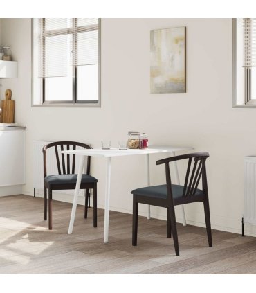 vidaXL Dining Chair 2 pcs Light Brown and Black Solid Rubberwood
