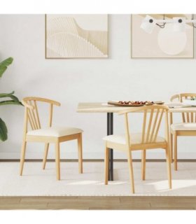 vidaXL Dining Chair 2 pcs Natural and Light Solid Rubberwood