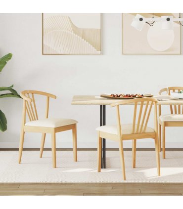 vidaXL Dining Chair 2 pcs Natural and Light Solid Rubberwood