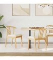 vidaXL Dining Chair 2 pcs Natural and Light Solid Rubberwood