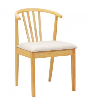 vidaXL Dining Chair 2 pcs Natural and Light Solid Rubberwood