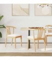 vidaXL Dining Chair 2 pcs Natural and White Solid Rubberwood