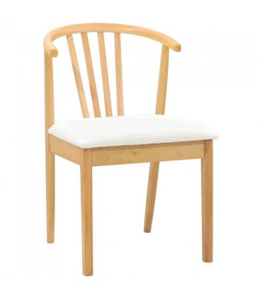 vidaXL Dining Chair 2 pcs Natural and White Solid Rubberwood
