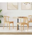 vidaXL Dining Chair 2 pcs Natural Solid Rubberwood