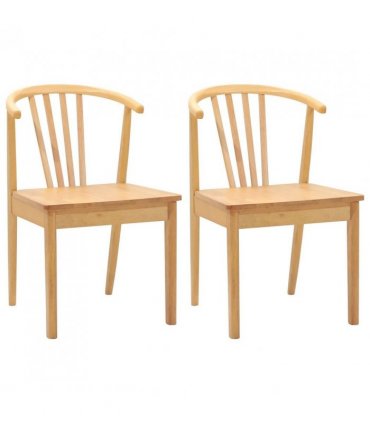vidaXL Dining Chair 2 pcs Natural Solid Rubberwood