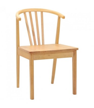 vidaXL Dining Chair 2 pcs Natural Solid Rubberwood