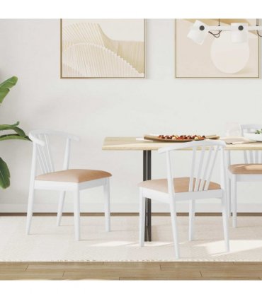 vidaXL Dining Chair 2 pcs White and Brown Solid Rubberwood