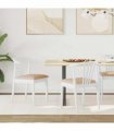 vidaXL Dining Chair 2 pcs White and Brown Solid Rubberwood