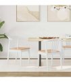 vidaXL Dining Chair 2 pcs White and natural Solid Rubberwood