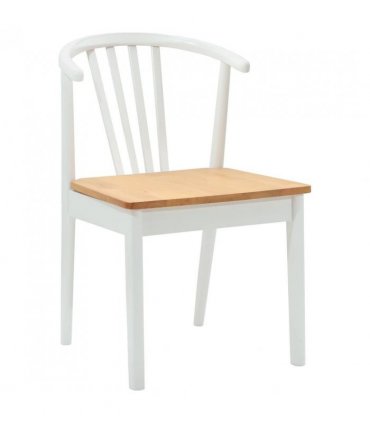 vidaXL Dining Chair 2 pcs White and natural Solid Rubberwood