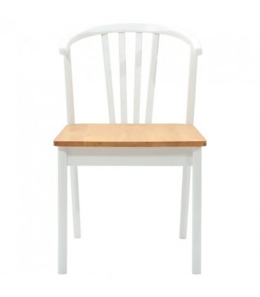 vidaXL Dining Chair 2 pcs White and natural Solid Rubberwood