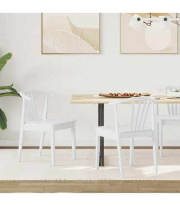 vidaXL Dining Chair 2 pcs White Solid Rubberwood
