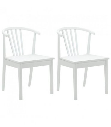 vidaXL Dining Chair 2 pcs White Solid Rubberwood