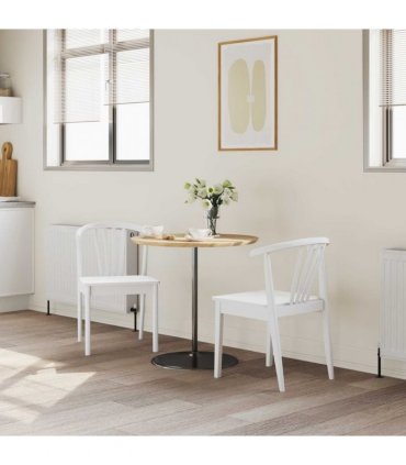 vidaXL Dining Chair 2 pcs White Solid Rubberwood
