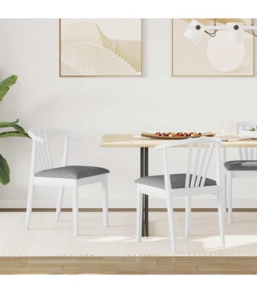 vidaXL Dining Chair 2 pcs White and Grey Solid Rubberwood
