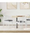 vidaXL Dining Chair 2 pcs White and Grey Solid Rubberwood