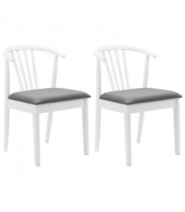 vidaXL Dining Chair 2 pcs White and Grey Solid Rubberwood