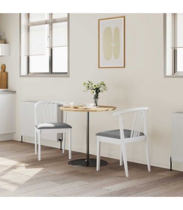 vidaXL Dining Chair 2 pcs White and Grey Solid Rubberwood