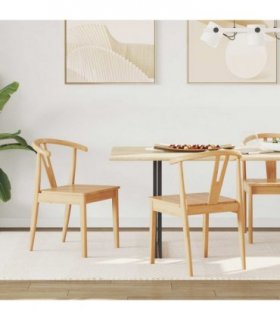 vidaXL Dining Chair 2 pcs Natural Solid Rubber Wood — V0672004498