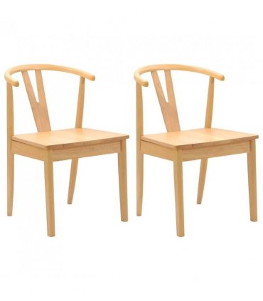 vidaXL Dining Chair 2 pcs Natural Solid Rubber Wood — V0672004498