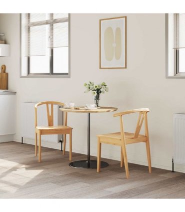 vidaXL Dining Chair 2 pcs Natural Solid Rubber Wood — V0672004498