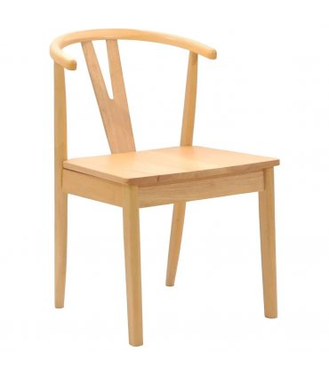 vidaXL Dining Chair 2 pcs Natural Solid Rubber Wood — V0672004498