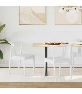 vidaXL Dining Chair 2 pcs White and White Solid Rubber Wood