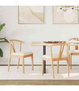 vidaXL Dining Chair 2 pcs Natural and Light Solid Rubber Wood — V0672004500