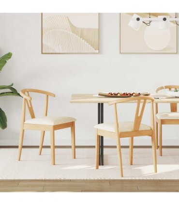 vidaXL Dining Chair 2 pcs Natural and Light Solid Rubber Wood — V0672004500