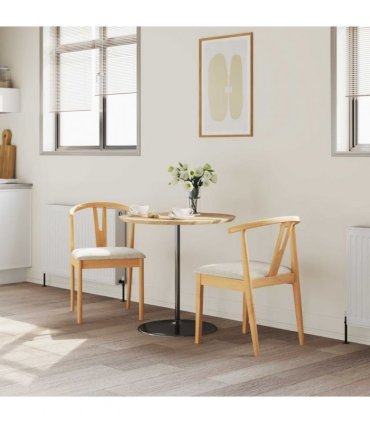 vidaXL Dining Chair 2 pcs Natural and Light Solid Rubber Wood — V0672004500