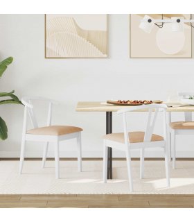 vidaXL Dining Chair 2 pcs White and Brown Solid Rubber Wood — V0672004501