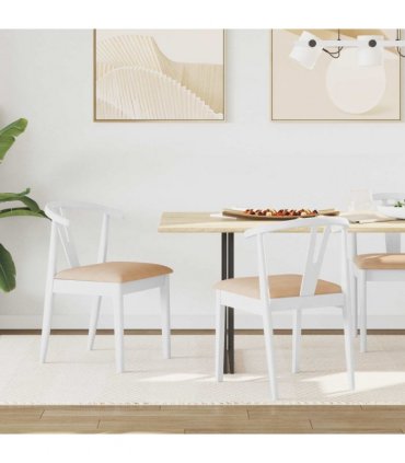 vidaXL Dining Chair 2 pcs White and Brown Solid Rubber Wood — V0672004501