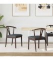 vidaXL Dining Chair 2 pcs Light Brown and Black Solid Rubber Wood — V0672004502