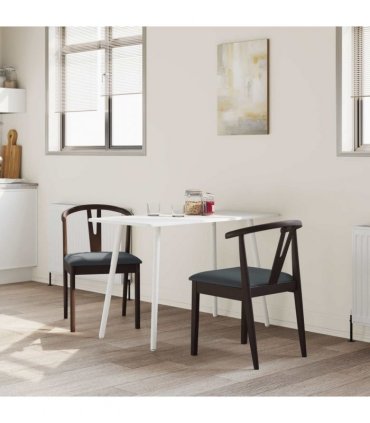vidaXL Dining Chair 2 pcs Light Brown and Black Solid Rubber Wood — V0672004502