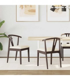 vidaXL Dining Chair 2 pcs Light Brown and Light Solid Rubber Wood — V0672004503