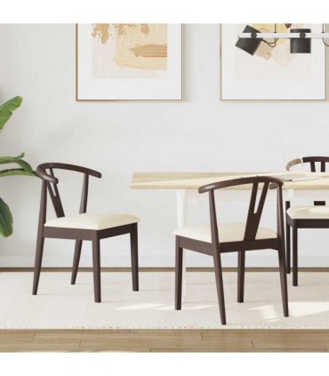 vidaXL Dining Chair 2 pcs Light Brown and Light Solid Rubber Wood — V0672004503