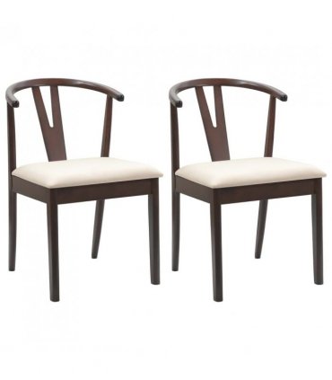 vidaXL Dining Chair 2 pcs Light Brown and Light Solid Rubber Wood — V0672004503