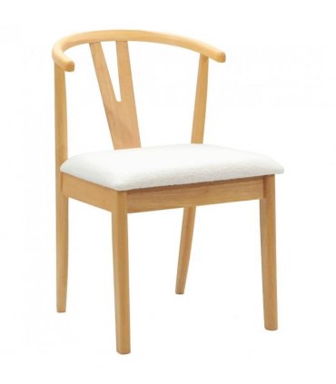 vidaXL Dining Chair 2 pcs Natural and Light Solid Rubber Wood — Colour: Natural and white — V0672004504