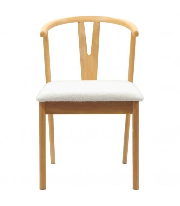 vidaXL Dining Chair 2 pcs Natural and Light Solid Rubber Wood — Colour: Natural and white — V0672004504