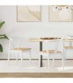vidaXL Dining Chair 2 pcs White and Natural Solid Rubber Wood — V0672004505