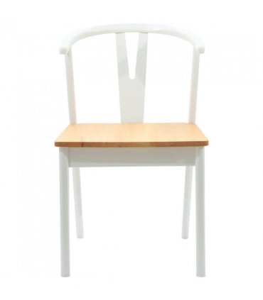 vidaXL Dining Chair 2 pcs White and Natural Solid Rubber Wood — V0672004505
