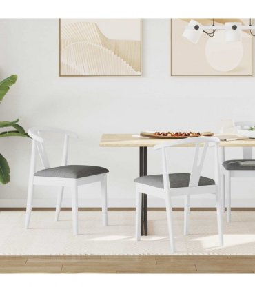 vidaXL Dining Chair 2 pcs White and Grey Solid Rubber Wood — V0672004506