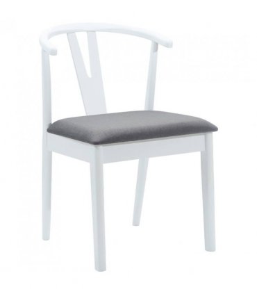 vidaXL Dining Chair 2 pcs White and Grey Solid Rubber Wood — V0672004506