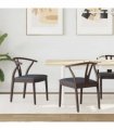 vidaXL Dining Chair 2 pcs Light Brown and Black Solid Rubber Wood — V0672004507
