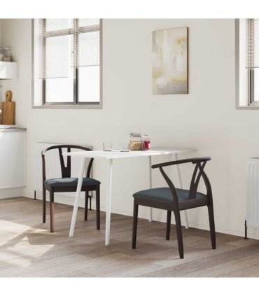 vidaXL Dining Chair 2 pcs Light Brown and Black Solid Rubber Wood — V0672004507