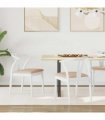 vidaXL Dining Chair 2 pcs White and Brown Solid Rubber Wood — V0672004508
