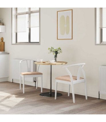 vidaXL Dining Chair 2 pcs White and Brown Solid Rubber Wood — V0672004508