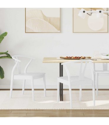 vidaXL Dining Chair 2 pcs White and White Solid Rubber Wood — V0672004509