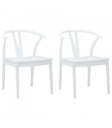 vidaXL Dining Chair 2 pcs White and White Solid Rubber Wood — V0672004509